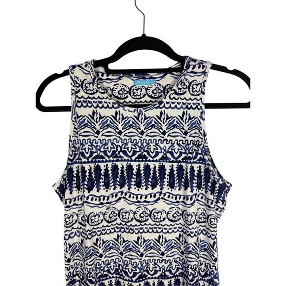 J. McLaughlin Blue / White Pattern Maxi Dress- Size M - Picture 3 of 10